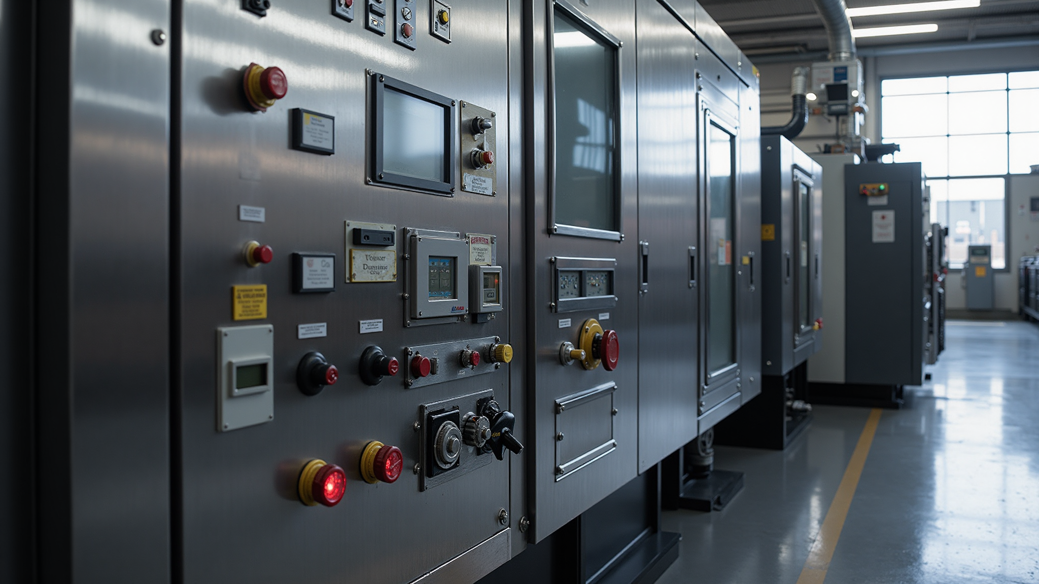 Electrical control panel of a door operator being inspected