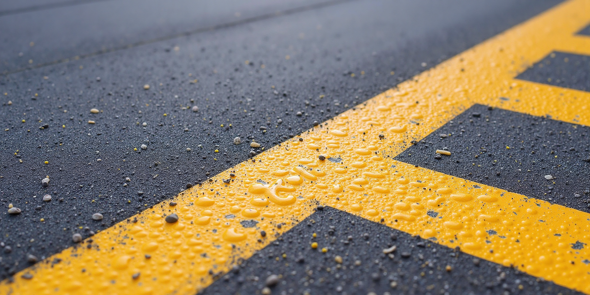 An empty traffic lane between painted road markings